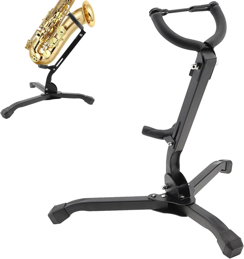 REMAGIC Alto & Tenor Saxophone Stand, Foldable Saxophone Stand Holder Rack, Adjustable Metal Sax Tripod Holder Rack, Portable Musical Instrument Accessories - Image 1